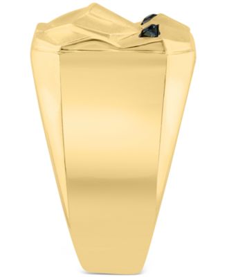 EFFY&reg; Men's Black Spinel Lion Ring (1/10 ct. t.w.) in 14k Gold-Plated Sterling Silver