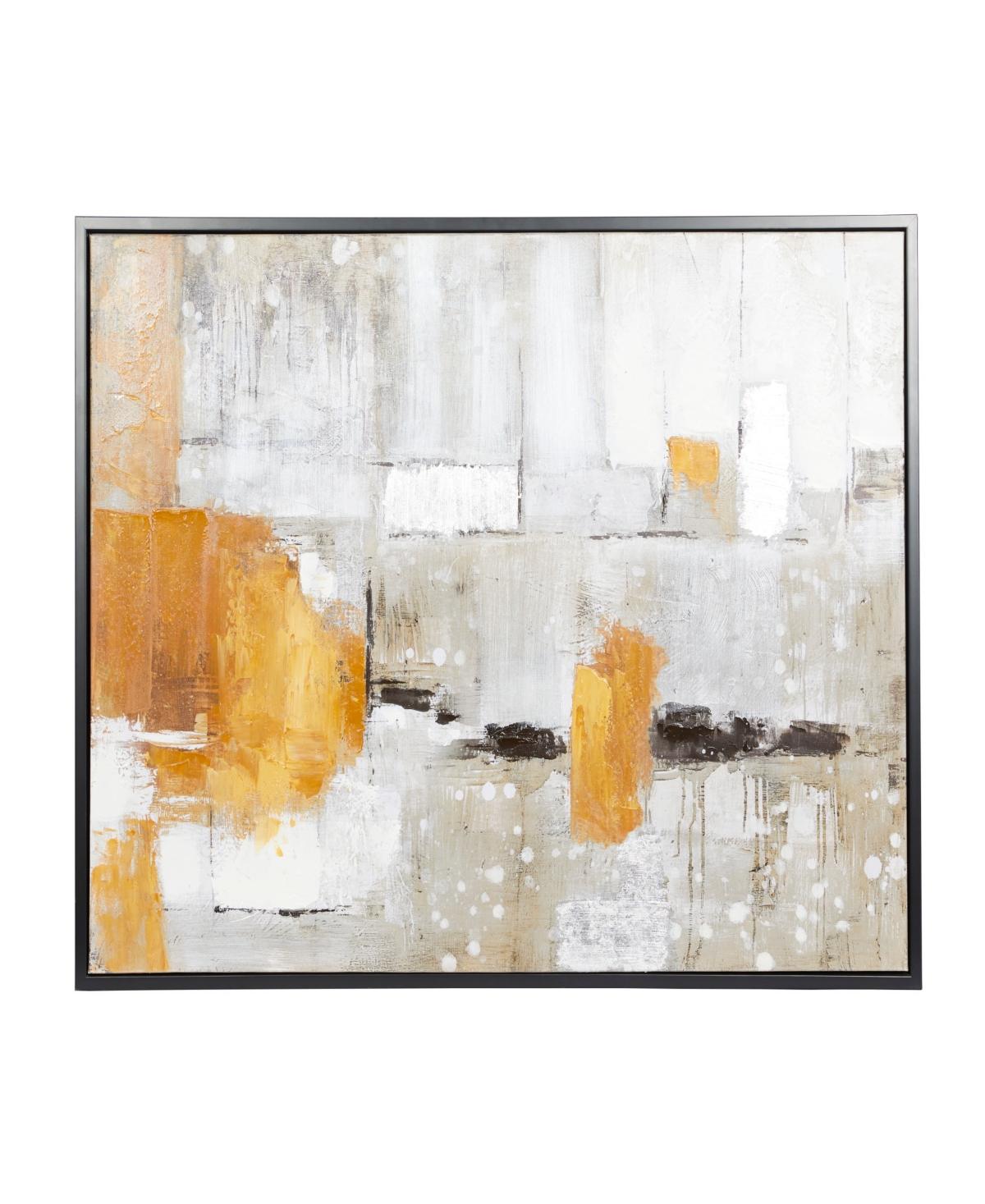 Rosemary Lane Canvas Abstract Framed Wall Art With Black Frame, 48" X 2" X 36" In Gray