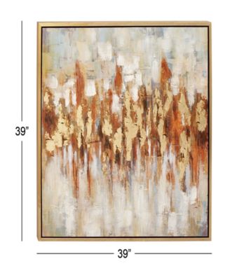 Canvas Abstract Framed Wall Art with Gold-Tone Frame, 39" x 2" x 39"