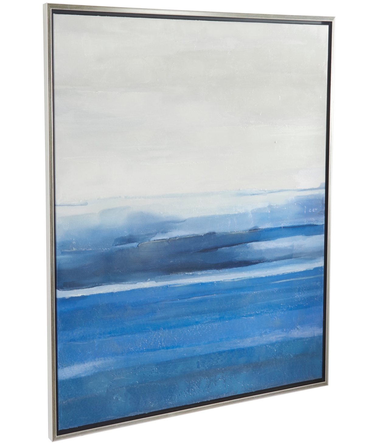 Rosemary Lane Canvas Abstract Ocean Inspired Landscape Framed Wall Art with Silver-Tone Frame, 37