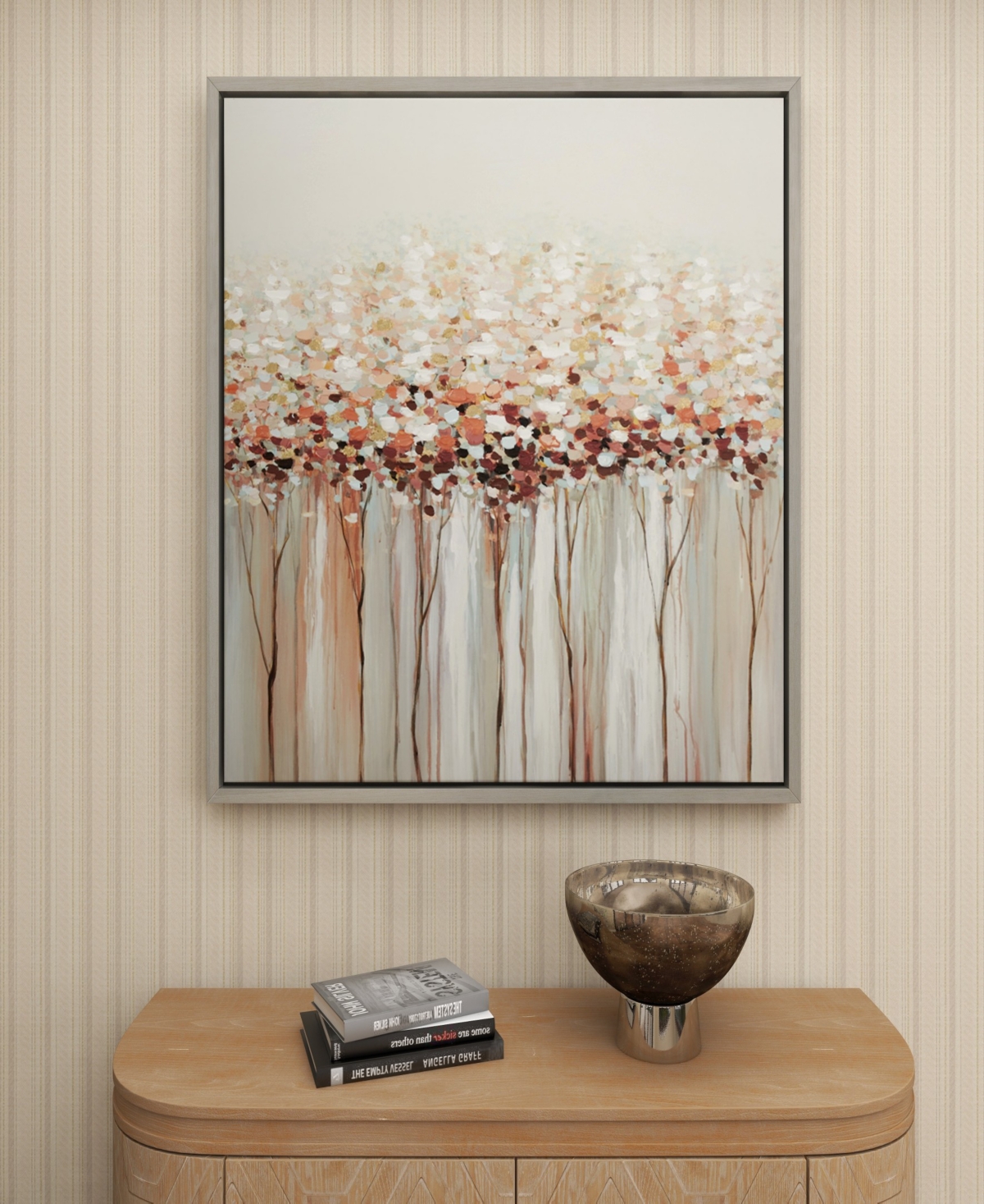 Rosemary Lane Canvas Tree Framed Wall Art with Silver-Tone Frame, 39