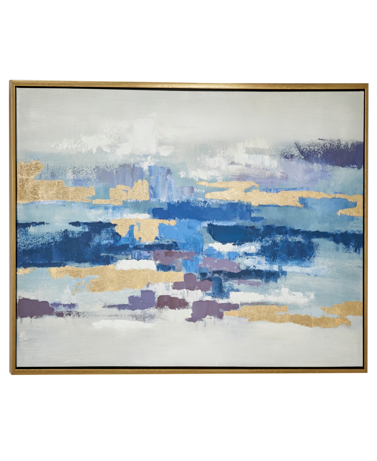 Rosemary Lane Canvas Abstract Framed Wall Art With Gold-tone Frame, 71" X 2" X 31" In Blue