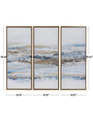 Canvas Landscape Framed Wall Art with Gold-Tone Frame Set of 3, 20" x 39"