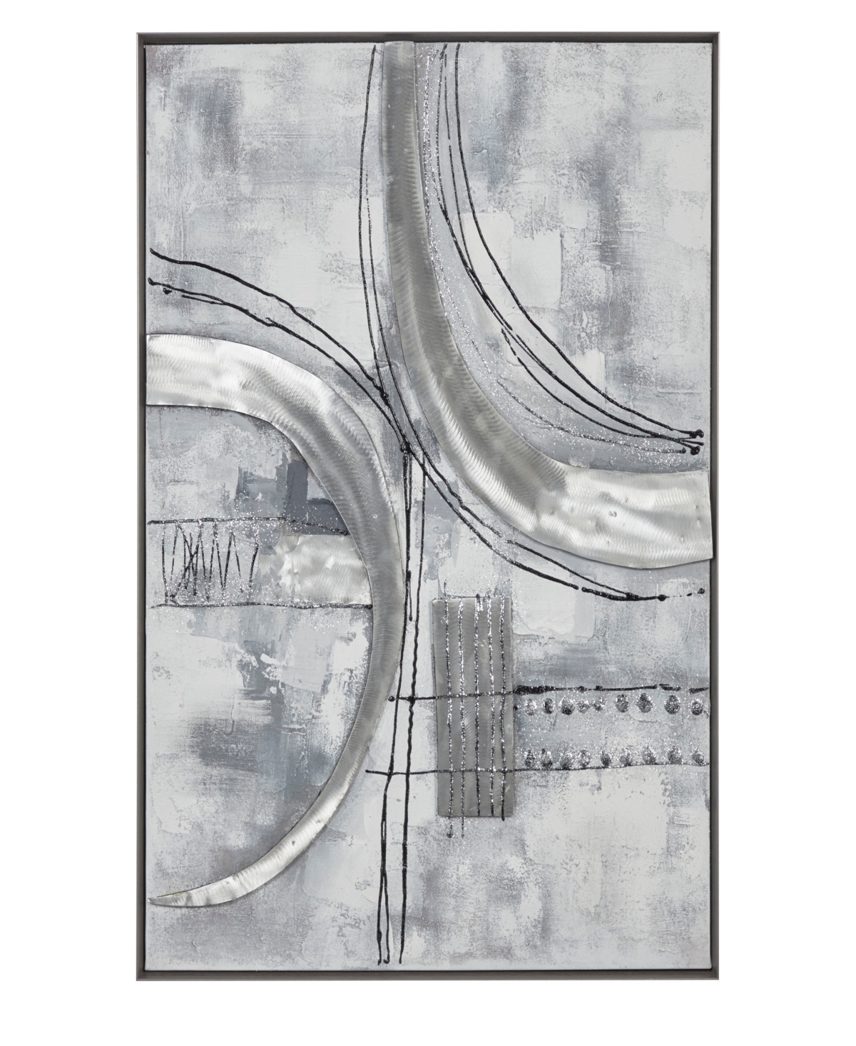 Rosemary Lane Canvas Abstract Framed Wall Art With Black Frame, 40" X 2" X 30" In Gray