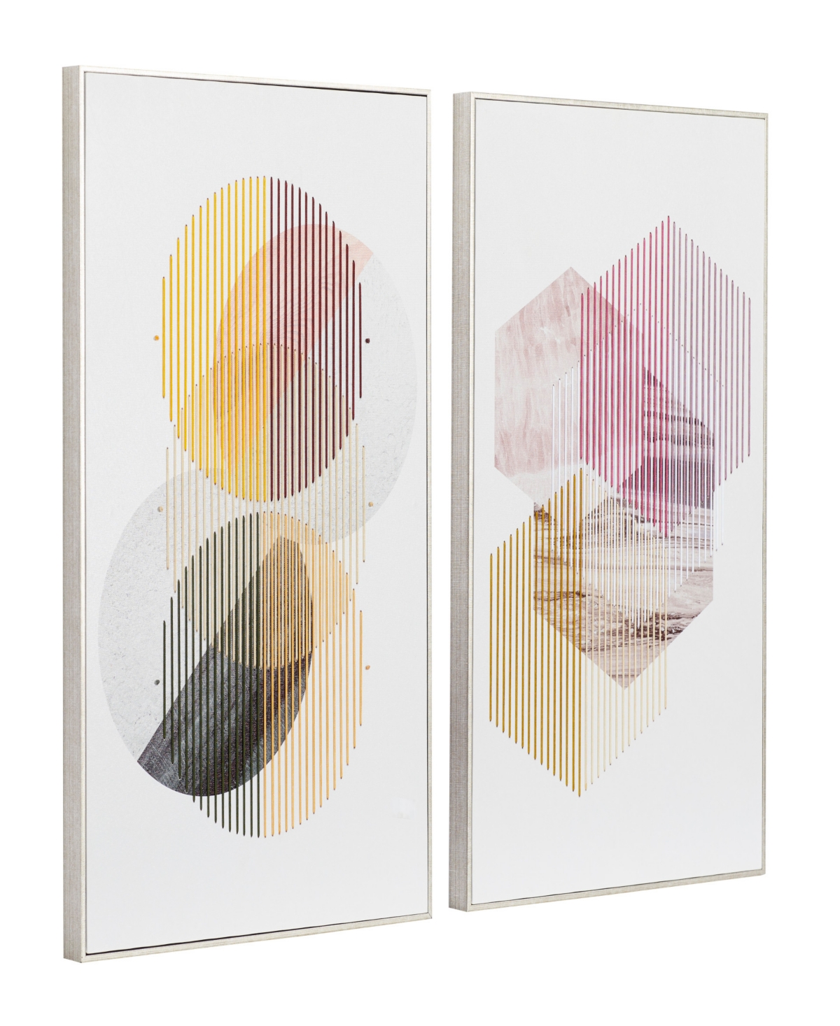 Rosemary Lane Canvas Geometric Framed Wall Art with Silver-Tone Frame Set of 2, 20