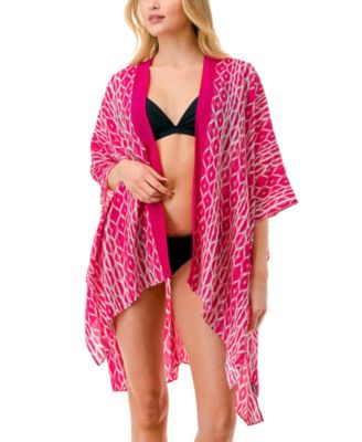 Geo Print Kimono Cover Up