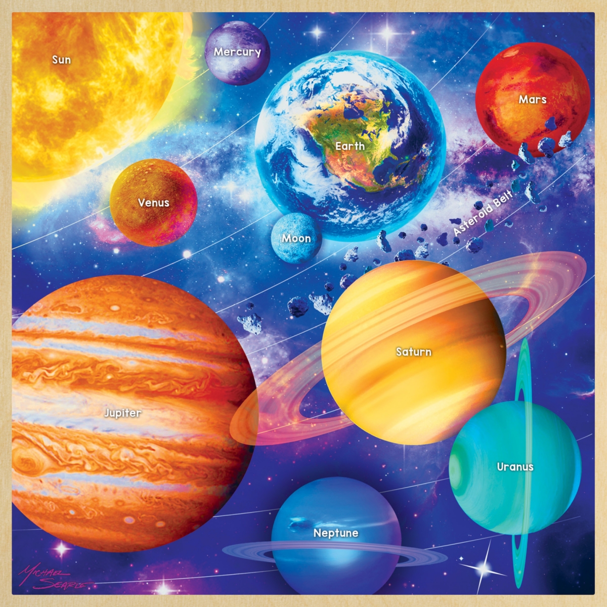 Masterpieces Wood Fun Facts - Solar System 48 Piece Wood Jigsaw Puzzle