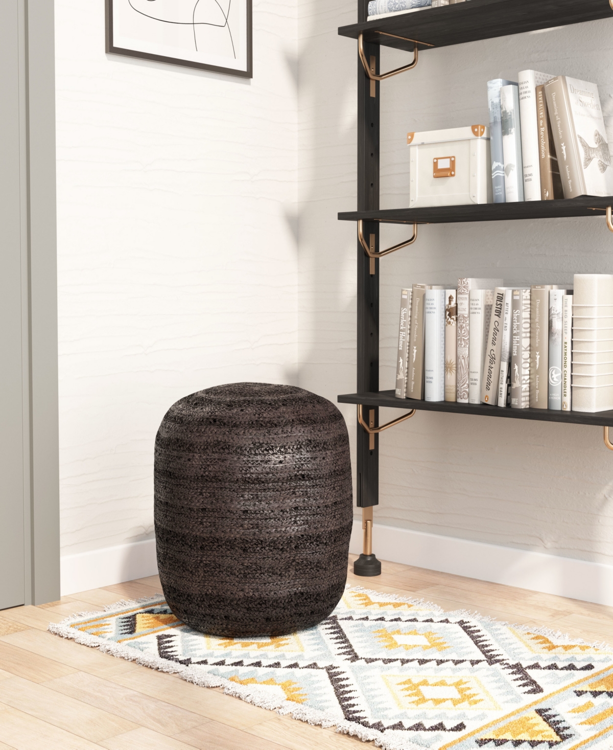 Zuo Braided Jute Lillian Boho Chic Ottoman