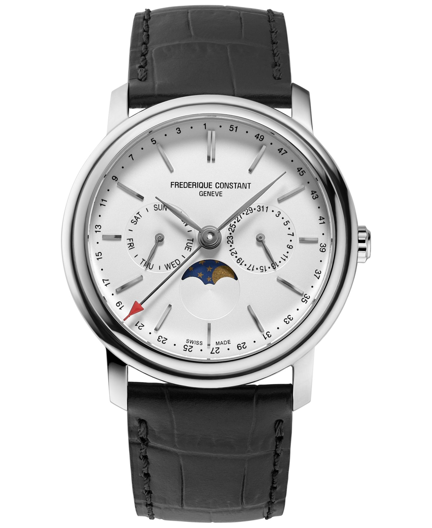 Мужские часы Frederique Constant Swiss Classics Business Timer Black Leather Strap Watch 40mm — фото 1