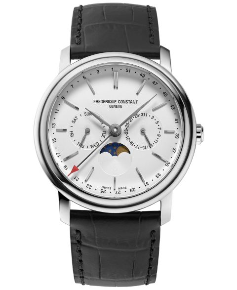 Мужские часы Frederique Constant Swiss Classics Business Timer Black Leather Strap Watch 40mm