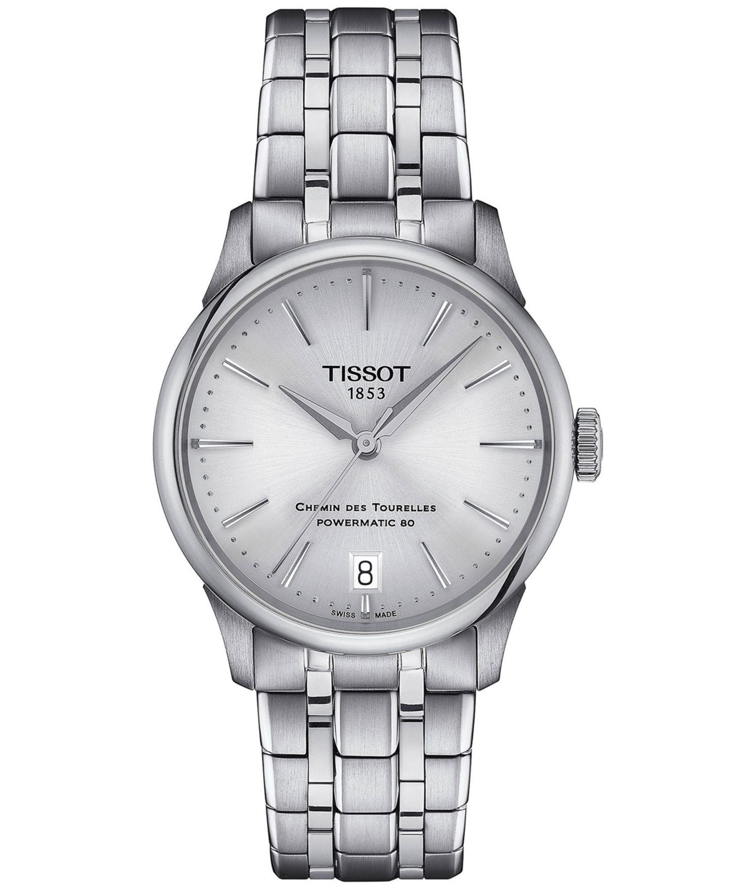 Женские часы Tissot Swiss Automatic Chemin des Tourelles Powermatic 80 Stainless Steel Bracelet Watch 34mm — фото 1