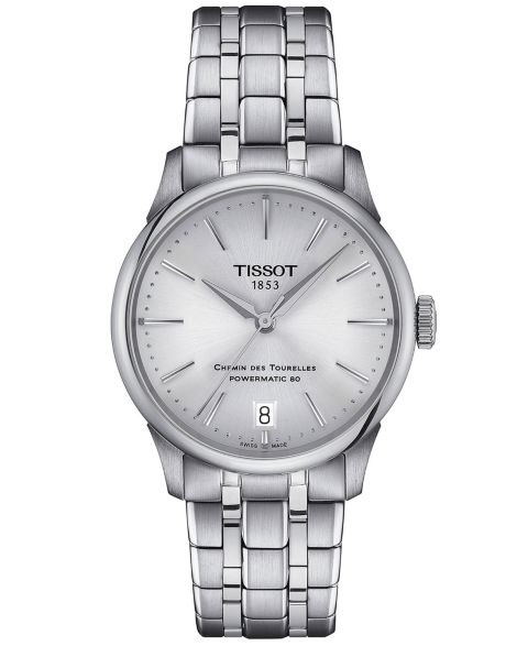 Женские часы Tissot Swiss Automatic Chemin des Tourelles Powermatic 80 Stainless Steel Bracelet Watch 34mm