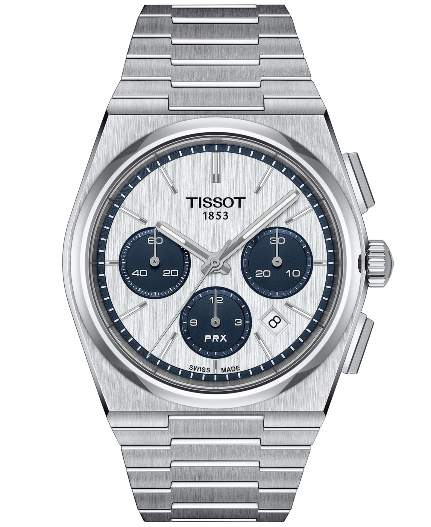 Мужские часы Tissot Swiss Automatic Chronograph PRX Stainless Steel Bracelet Watch 42mm — фото 1