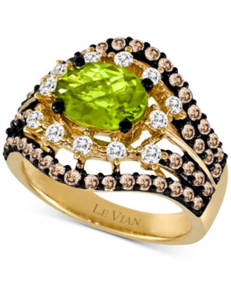 Le Vian - Green Apple Peridot (1-1/2 ct. t.w.) & Diamond (1-1/4 ct. t.w.) Multirow Statement Ring in 14k Gold
