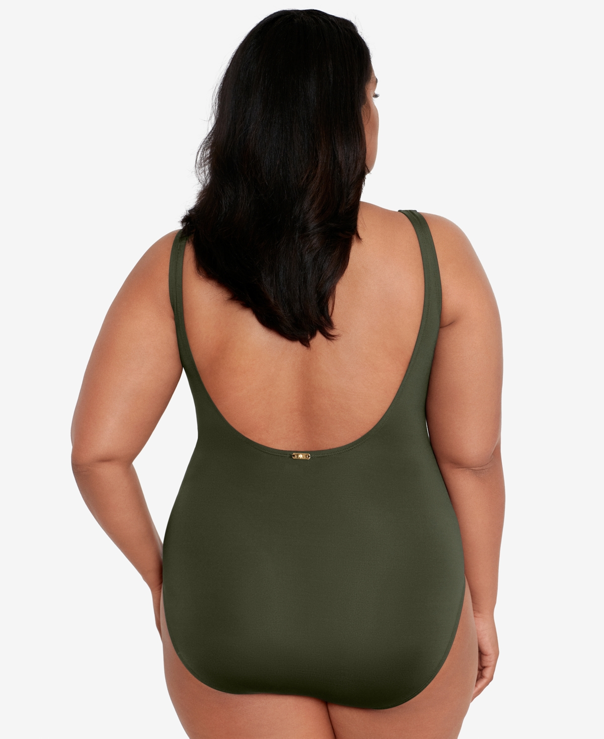 Shop Lauren Ralph Lauren Plus Size Lace-up One-piece Swimsuit In Olive