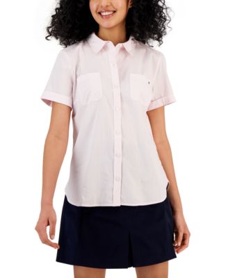 Tommy Hilfiger - Women's Cotton Striped Pocket Camp Shirt