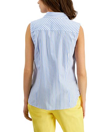 Shirt Cotton - Striped Hilfiger Women\'s Tommy Sleeveless Macy\'s