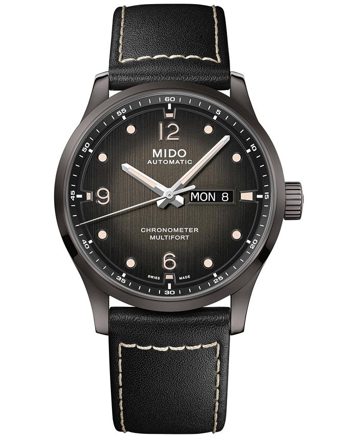 Mido Men s Swiss Automatic Multifort Chronometer Black Leather