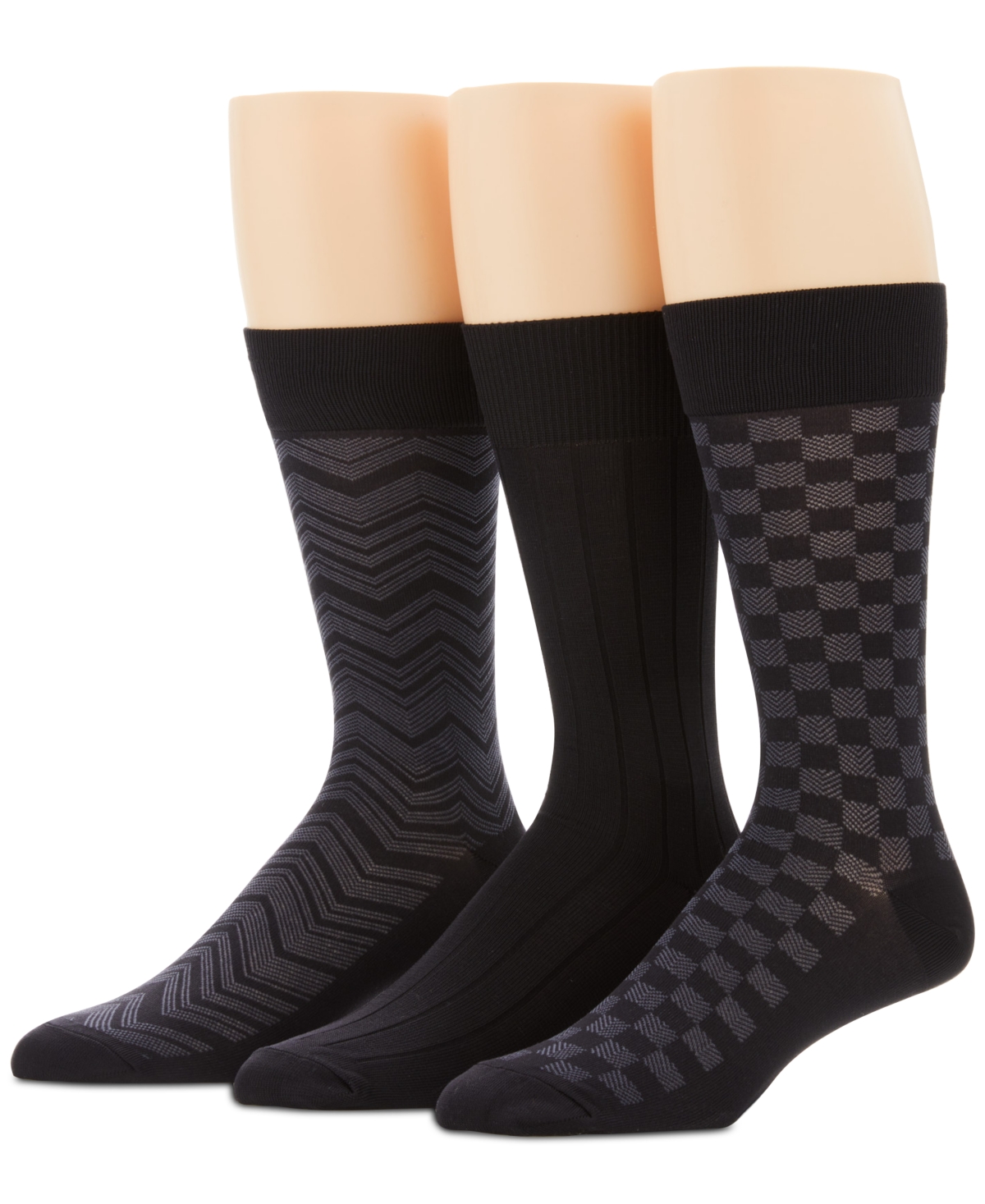 Perry Ellis Men's 3-Pk. Microfiber Patterned Socks - New Navy