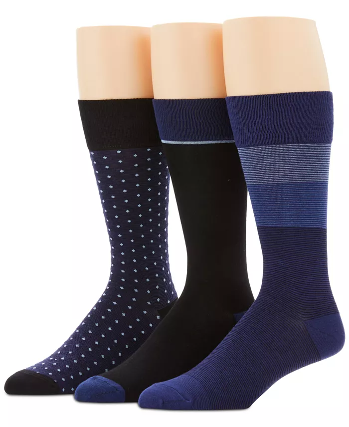 Perry Ellis 3-Pk. Men's Colorblocked Striped Socks - thumbnail 2