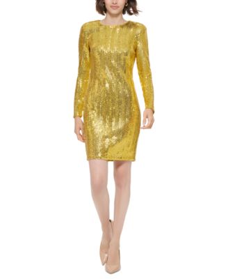 Calvin Klein Women s Sequin Long Sleeve Sheath Dress Macy s