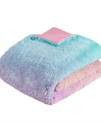 Primrose Ombre Shaggy Faux Fur 3-Piece Comforter Set, Full/Queen