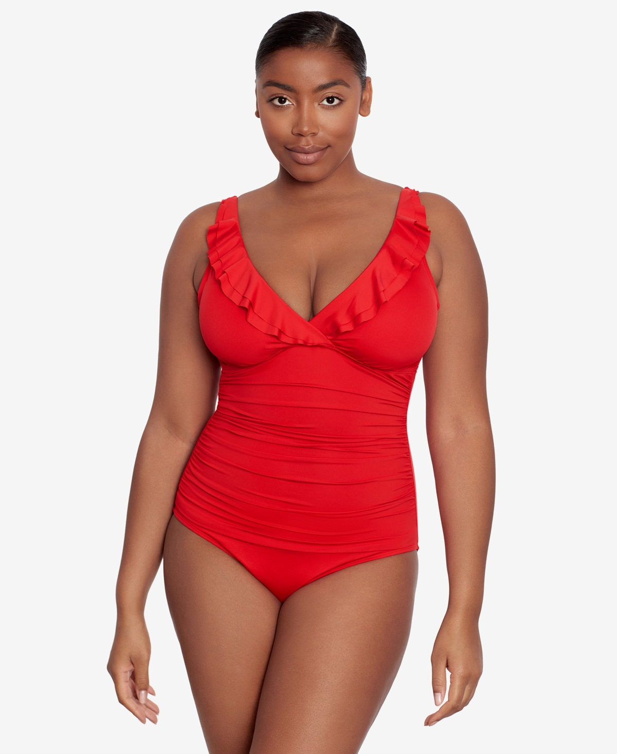 Lauren Ralph Lauren Ruffled One-piece Swimsuit In Red
