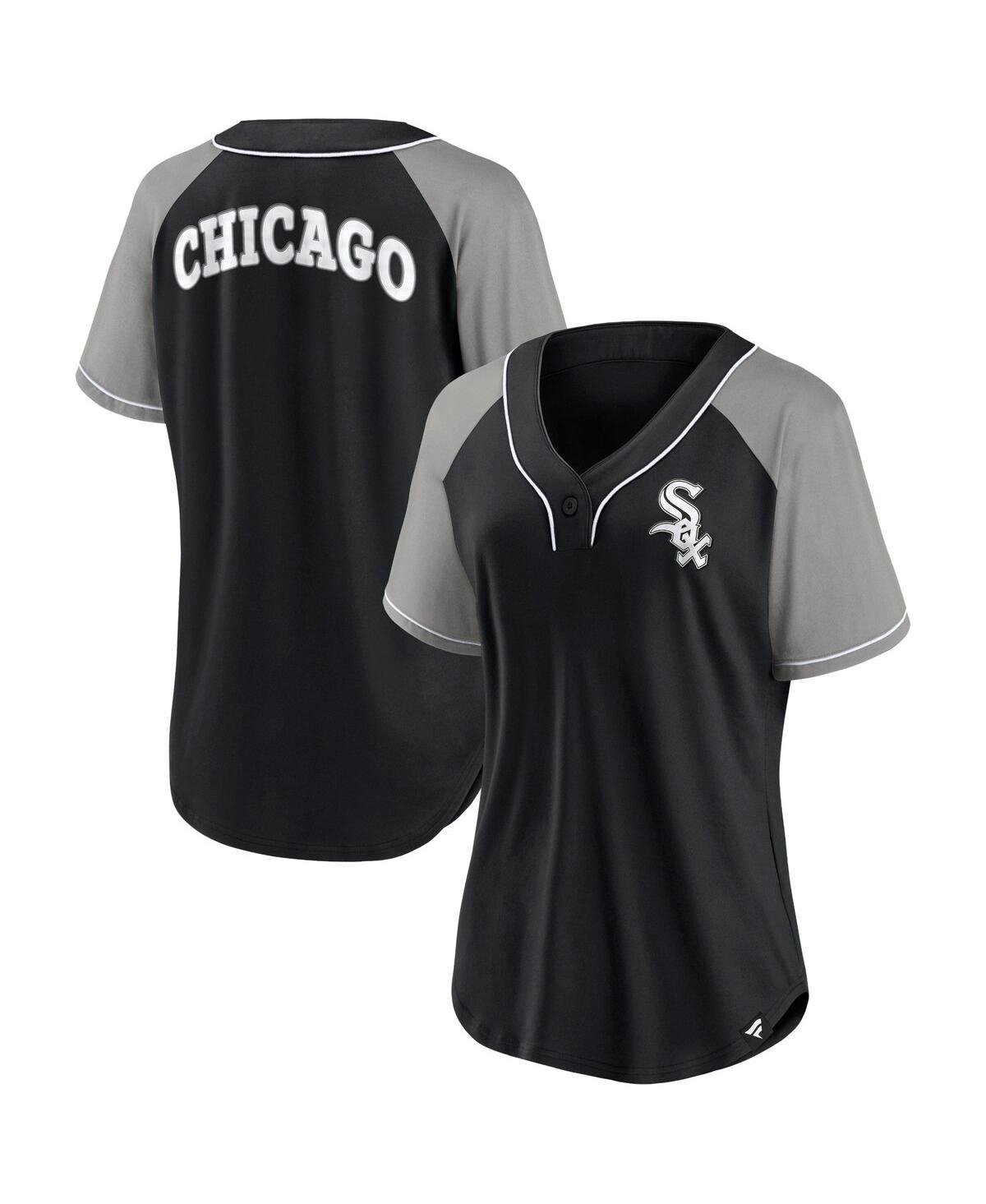 Shop Fanatics Women's  Black Chicago White Sox Ultimate Style Raglan V-neck T-shirt