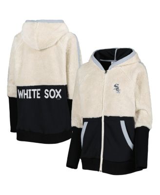 Women's Oatmeal, Black Chicago White Sox Shuffle It Raglan Full-Zip Hoodie