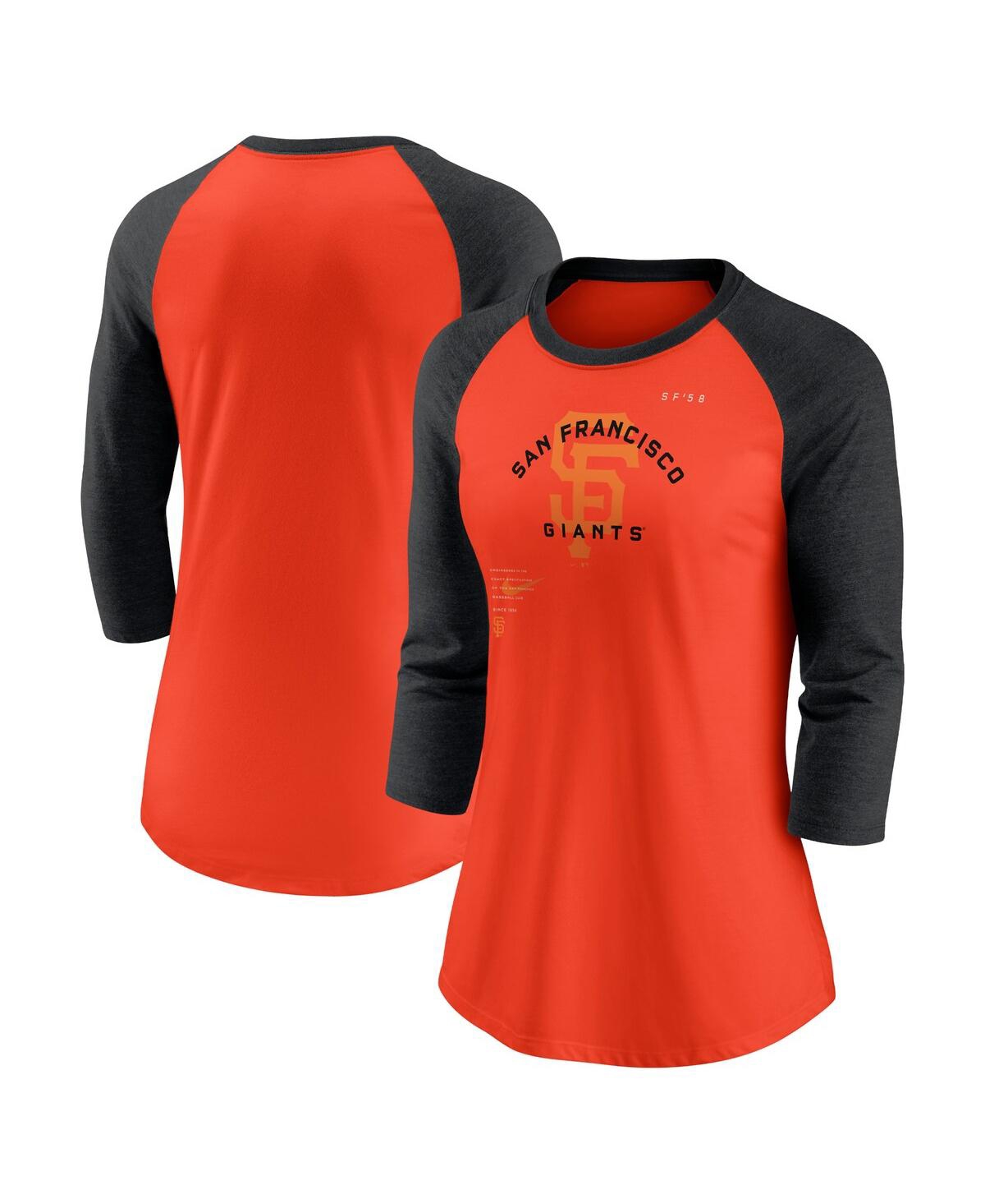 Nike Women's  Orange, Black San Francisco Giants Next Up Tri-blend Raglan 3/4-sleeve T-shirt In Orange,black