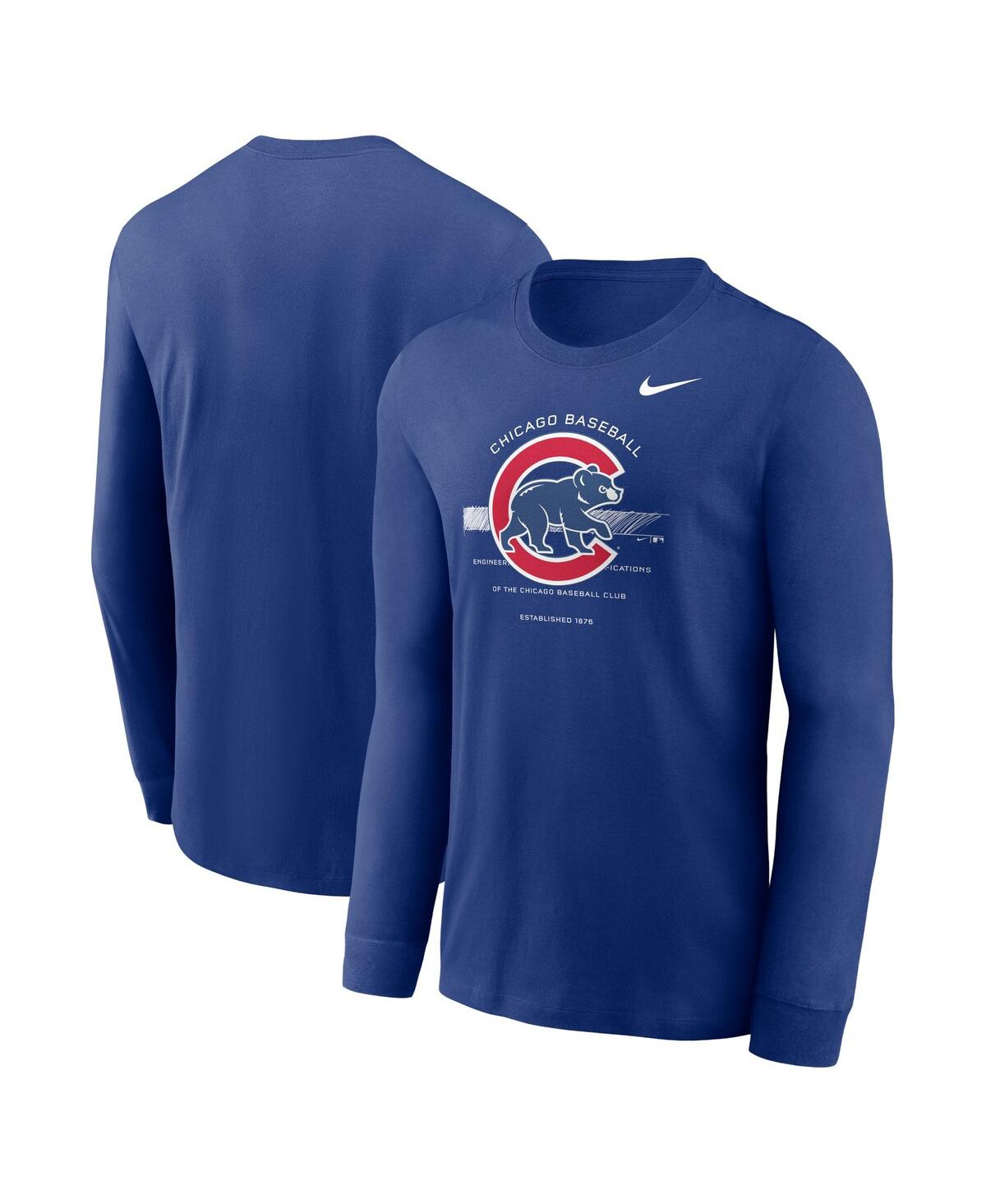 Men's NikeChicago Cubs Over Arch Performance Long Sleeve T-shirt - Royal
