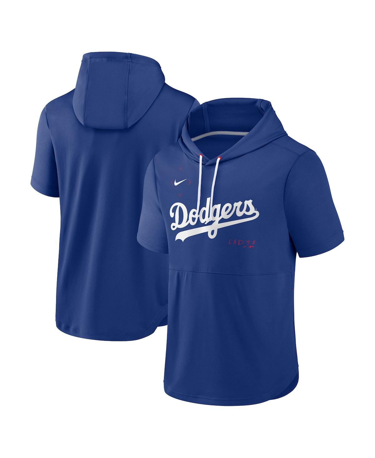 Shop Nike Men's  Royal Los Angeles Dodgers Springer Short Sleeve Team Pullover Hoodie