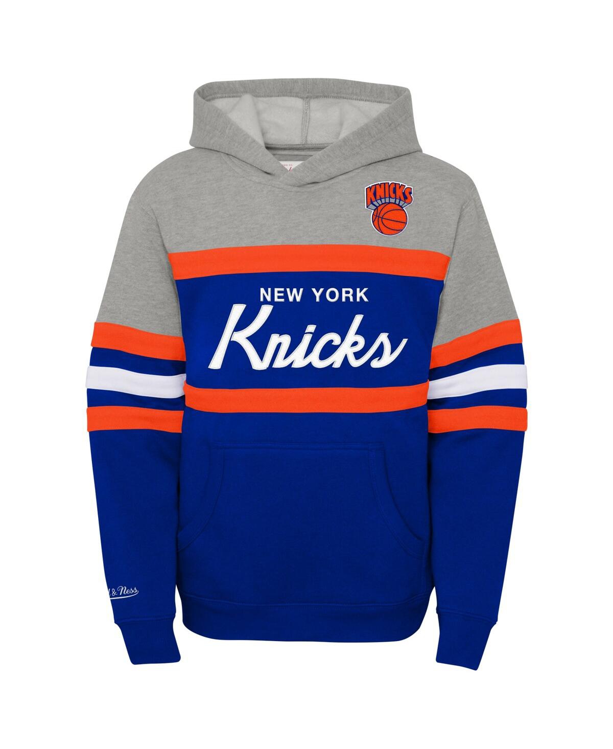 Mitchell & Ness Big Boys And Girls  Heather Gray, Blue New York Knicks Hardwood Classics Head Coach P In Heather Gray,blue