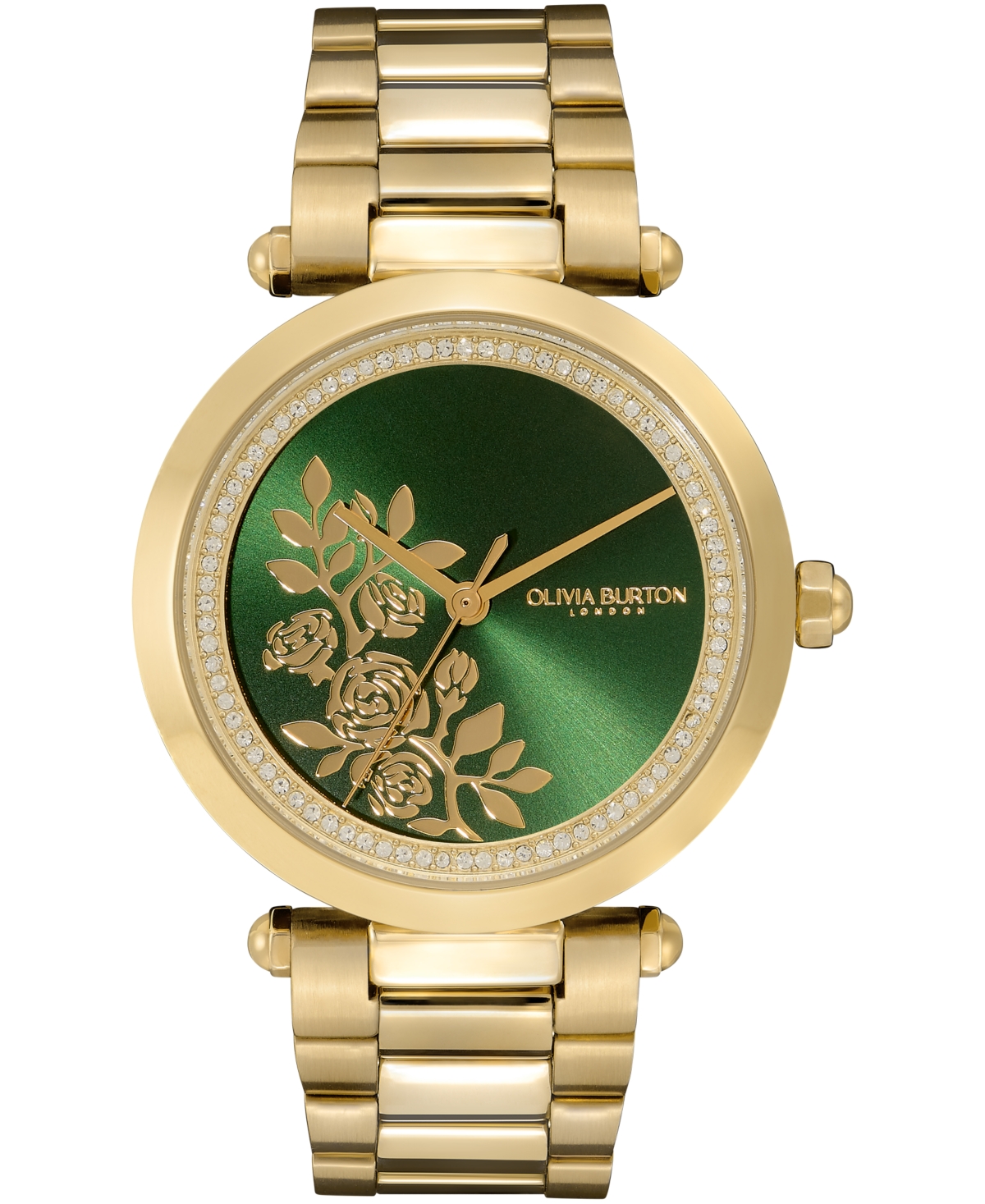 Shop Olivia Burton Women's Signature Floral Ion Plated Gold-tone Steel Bracelet Watch 34mm