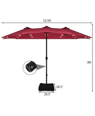 15Ft Patio Double-Sided Solar LED Market Umbrella Crank Base
