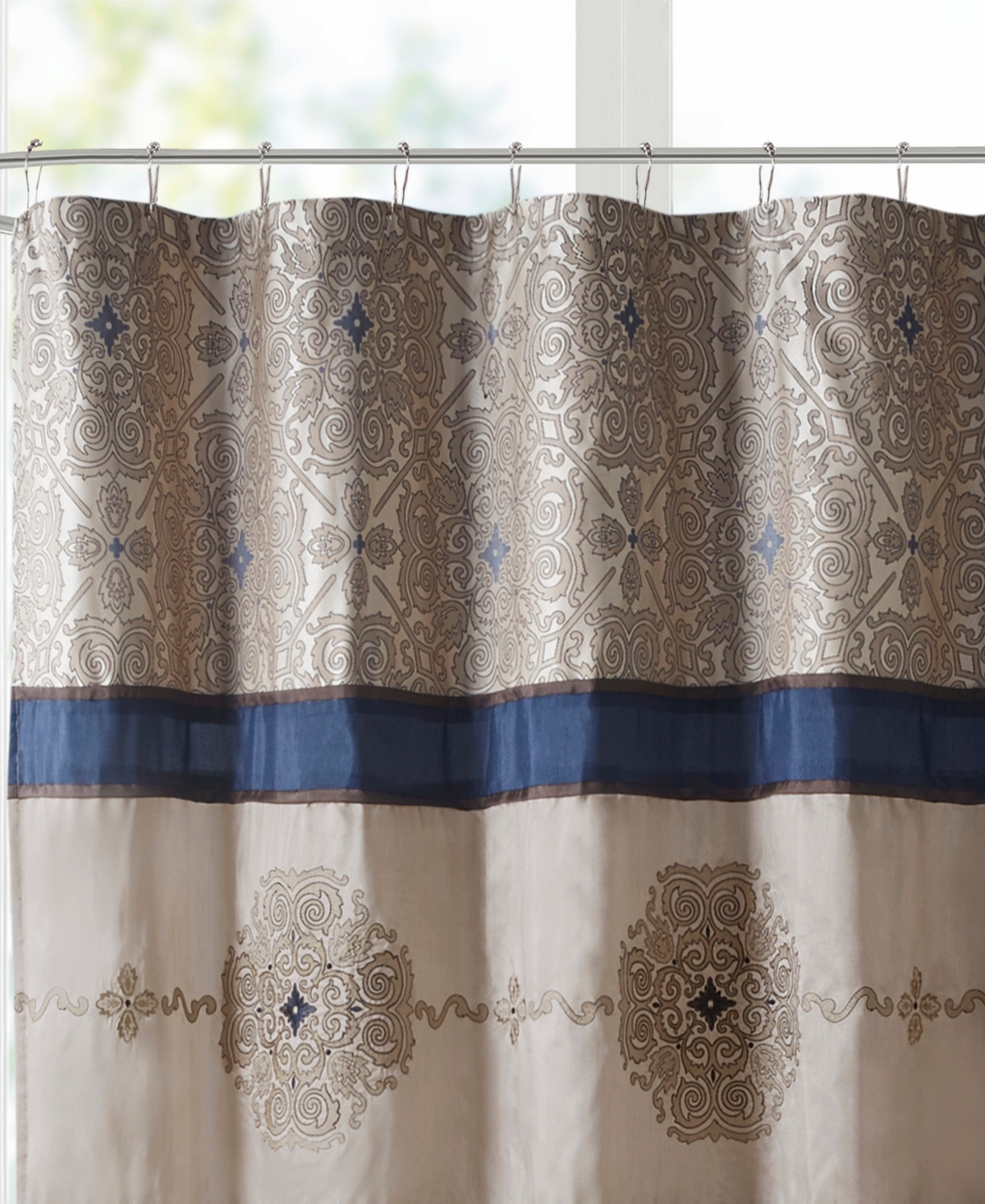 Madison Park Donovan Embroidered Shower Curtain, 72" x