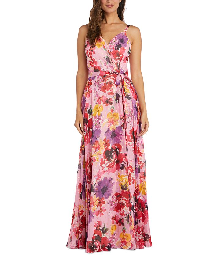 Nightway Women's Floral-Print V-Neck Sleeveless Dress - Macy's