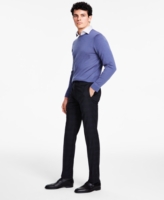 Calvin Klein Men's Slim-Fit Wool-Blend Stretch Suit Pants - Black Blue