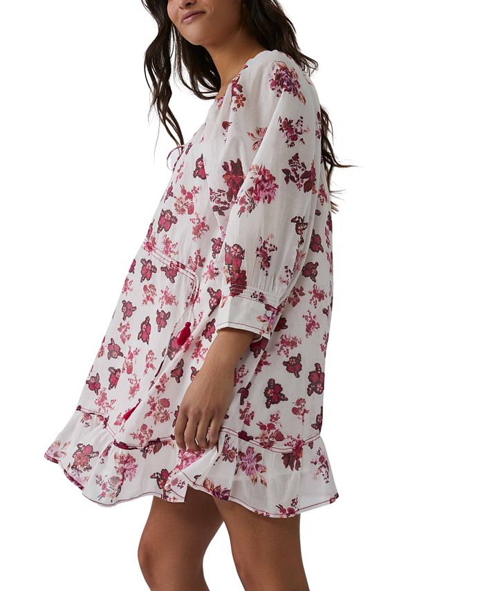 Free People Women's Camella Printed Ruffled Cotton Babydoll Mini Dress