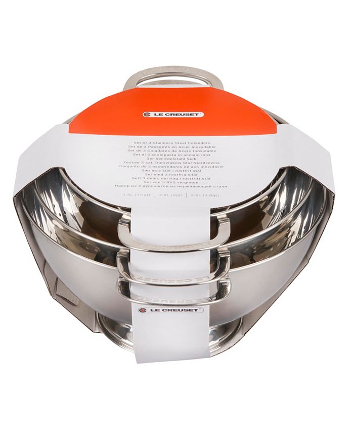 Le Creuset Set of 3 Stainless Steel Colanders Macy's