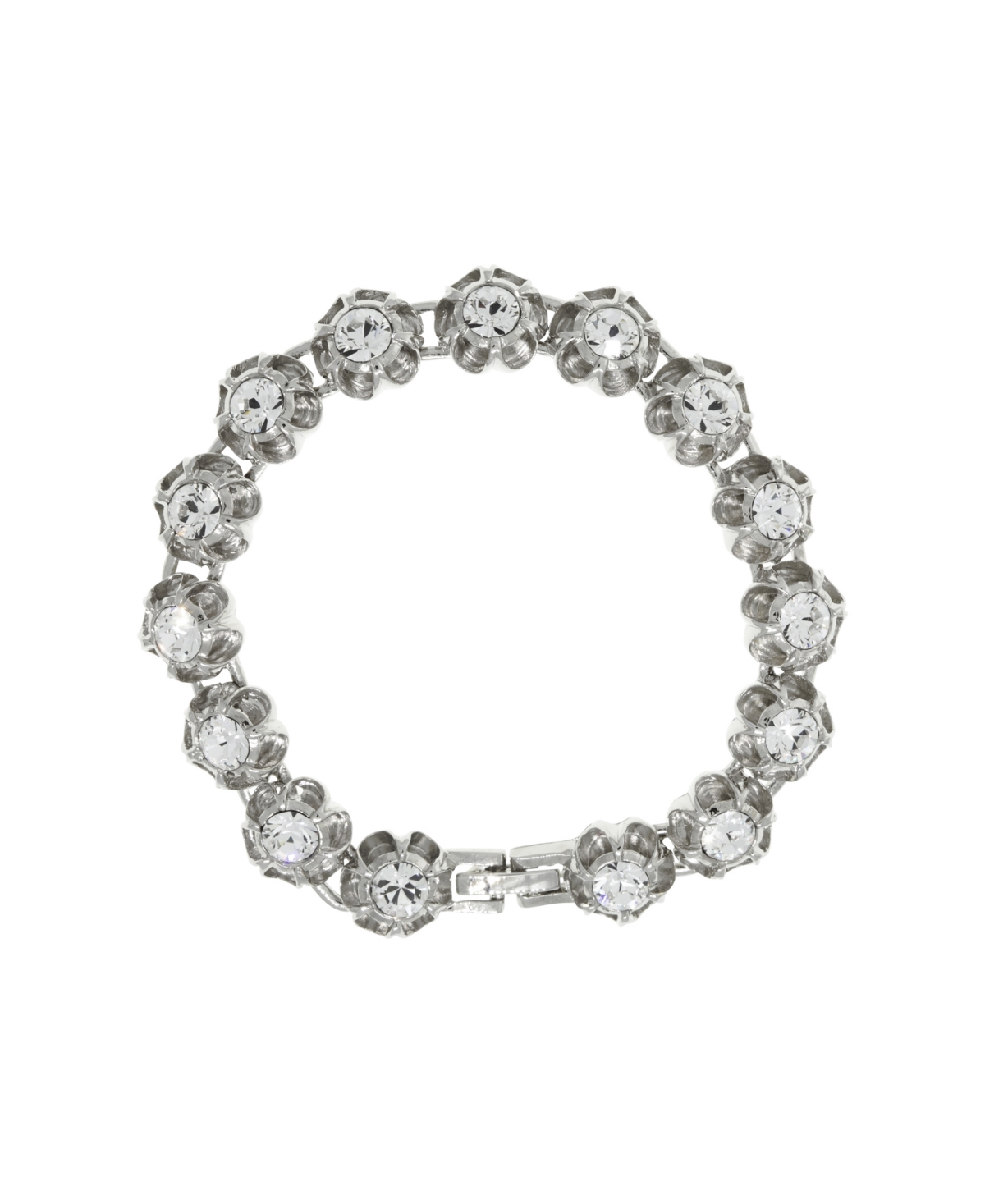 2028 Crystal Flower Bracelet In Silver