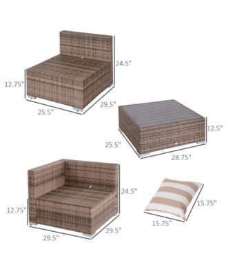 7-Piece Patio Furniture Sets Outdoor Wicker Conversation Sets All Weather PE Rattan Sectional sofa set with Cushions & Slat Plastic Wood Table, Grey