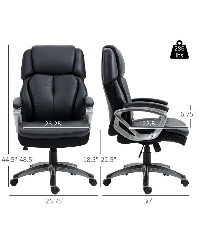 Vinsetto High Back Home Office Chair with Adjustable Height and Wheels ...