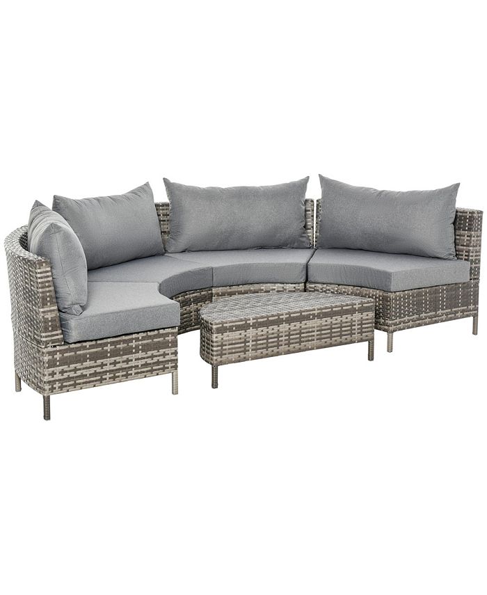 Outsunny 5PC Outdoor Patio Furniture Set Garden Sectional Rattan Wicker