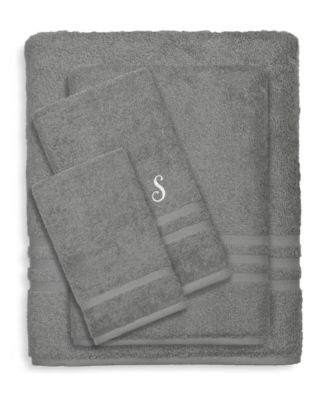 Linum Home Textiles Turkish Cotton Personalized Denzi Gray Towel Collection Bedding