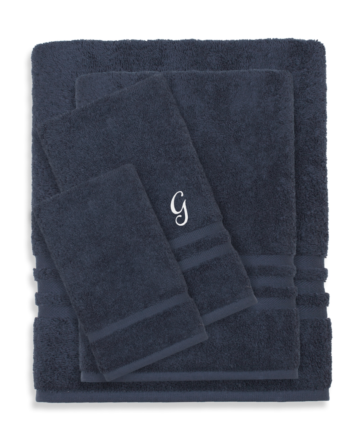 Linum Home Textiles Turkish Cotton Personalized Denzi Towel Set, 4 Piece Bedding In Blue