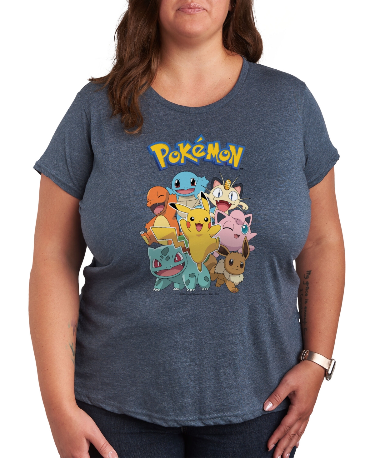 Air Waves Trendy Plus Size Pokemon Graphic T-shirt In Blue