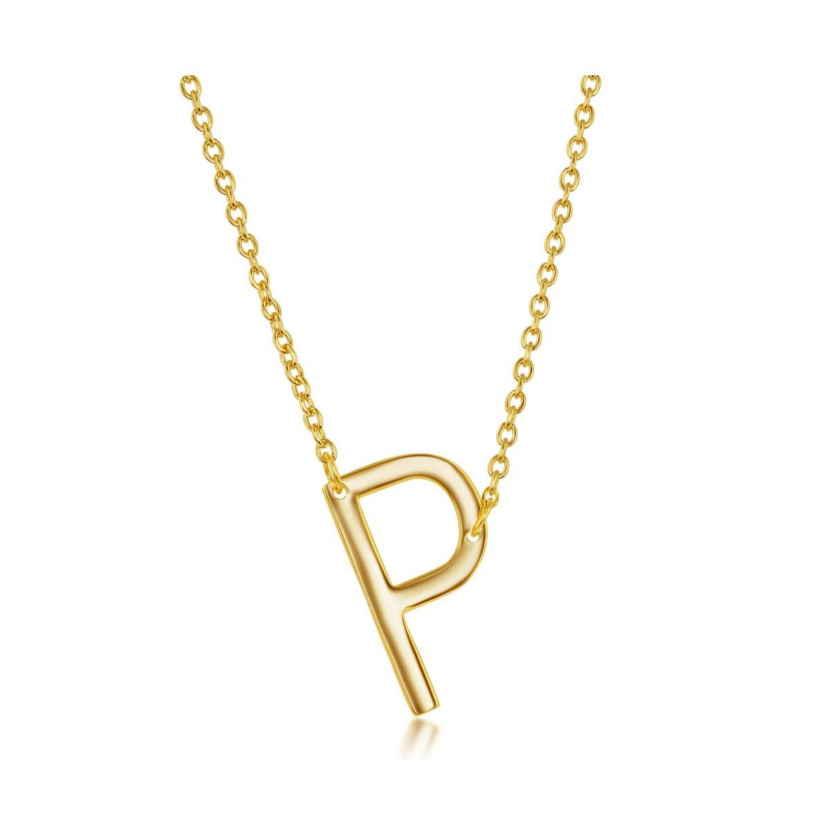 Gold Tone Sideways Initial Necklace - Gold p
