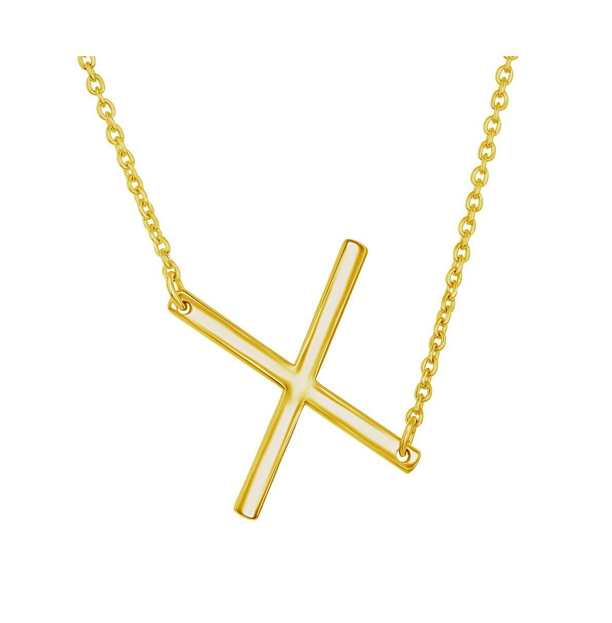 Gold Tone Sideways Initial Necklace - Gold x