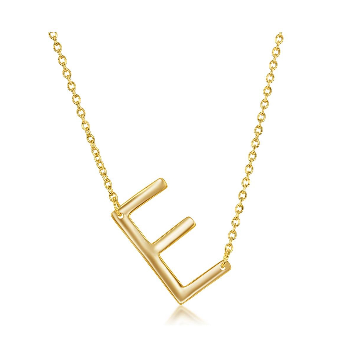 Gold Tone Sideways Initial Necklace - Gold e